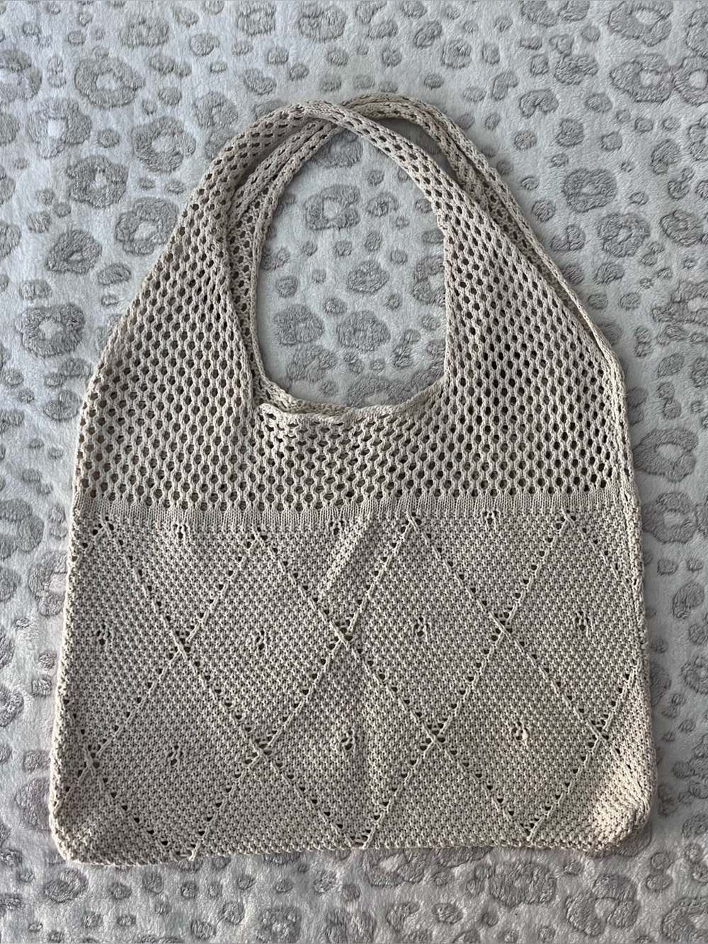 Beige Knit Tote Bag - Lightweight Women’s Carryall